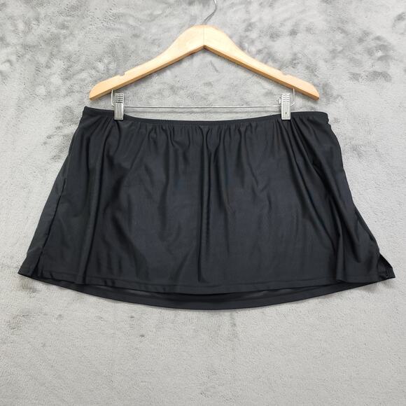 Catalina Swim Bottoms Womens Size XL (16-18) Black Solid Skirt Built-In Brief - Picture 1 of 9